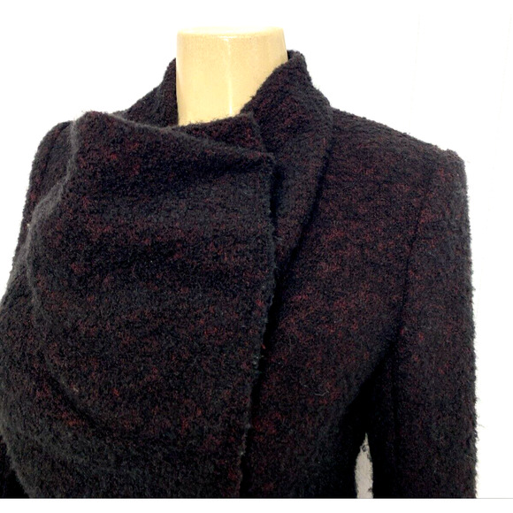 Isabel Marant Boucle Knit Moto Jacket Blazer Burgundy Black Zip Front Wo… - Picture 4 of 8
